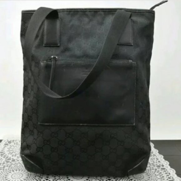 Gucci Monogram Gg Nylon Pocket Shopper Bla… - Picture 2 of 9